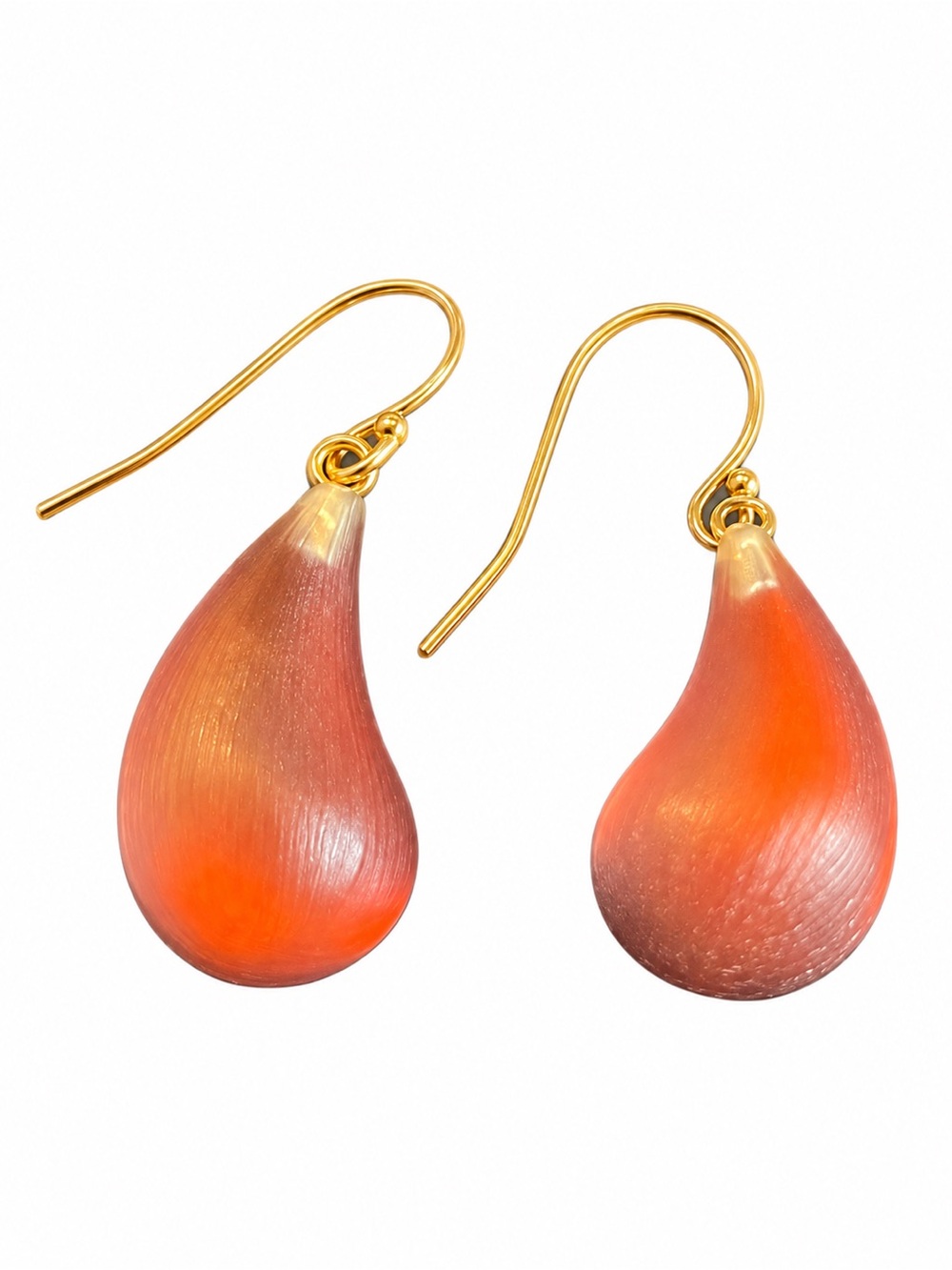 Alexis Bittar Coral Orange Lucite Dewdrop Earrings Signed